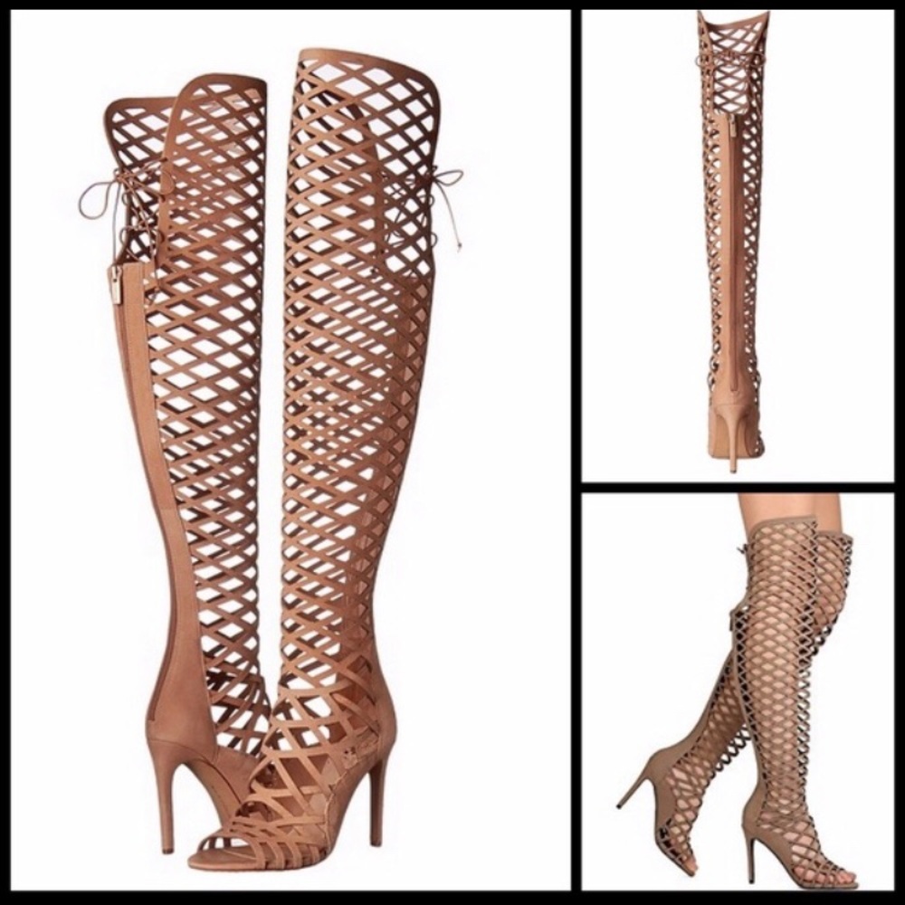 Vince Camuto Keliana over-the-knew caged boots
